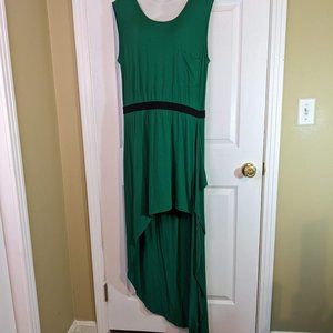 BCBGMaxAzria Emerald Green Evelyn Asymmetrical Hi-Lo Tank Dress - size L NWT